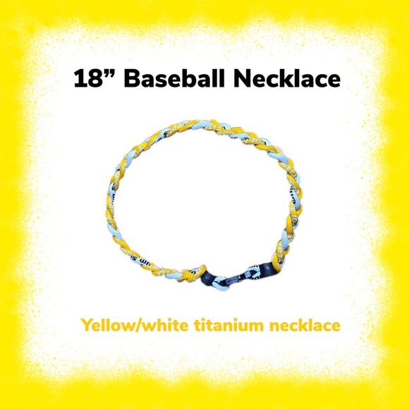 Youth Unisex 18” Yellow Titanium Baseball Necklace - Picture 2 of 6